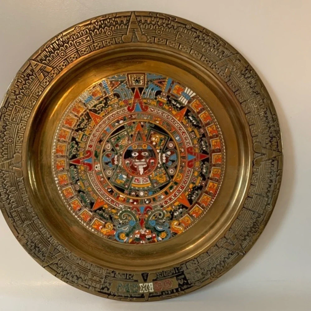 Intricate Gold and Multicolor Wall Decor Plate